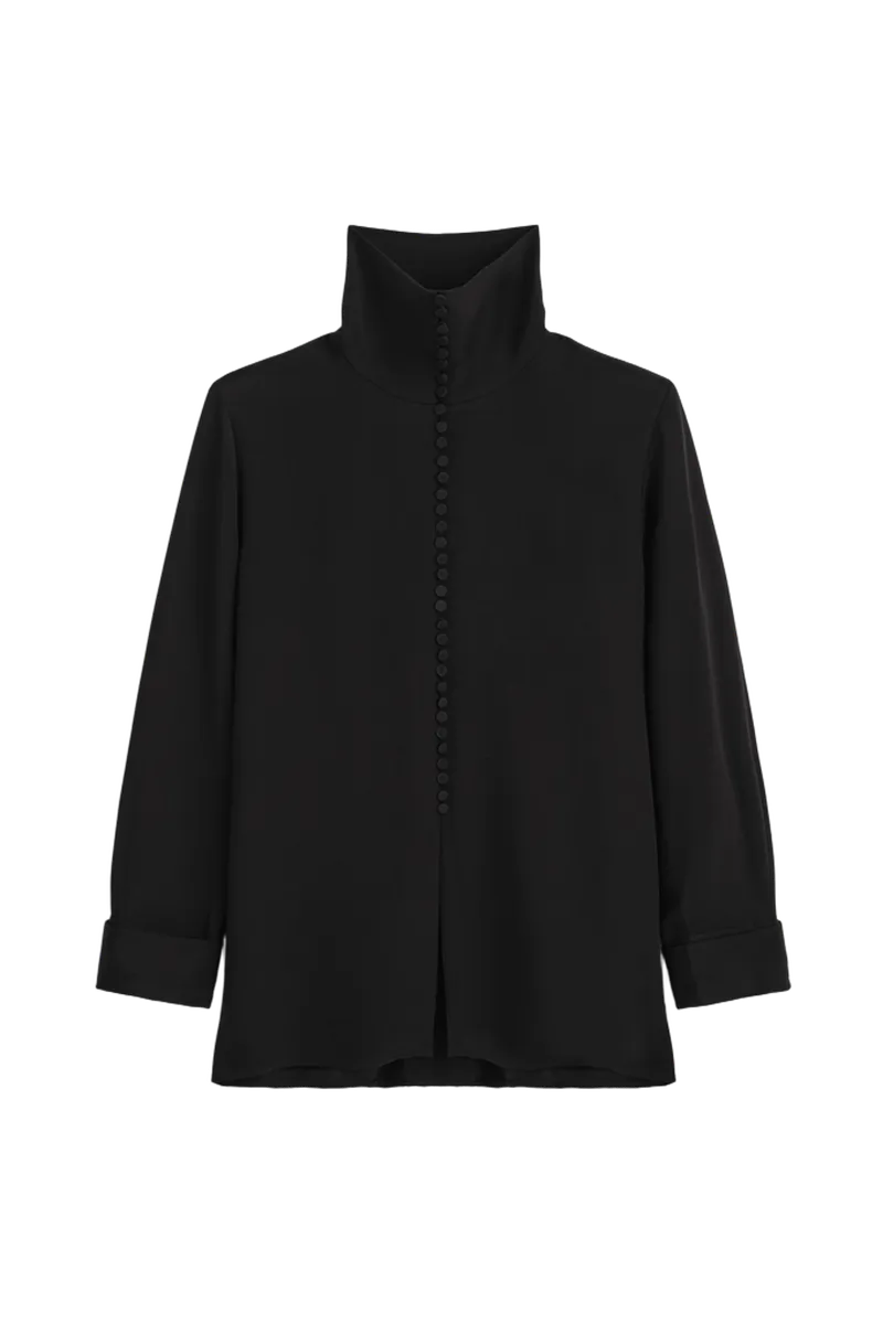 BUTTON-DETAIL SILK-CREPE SHIRT