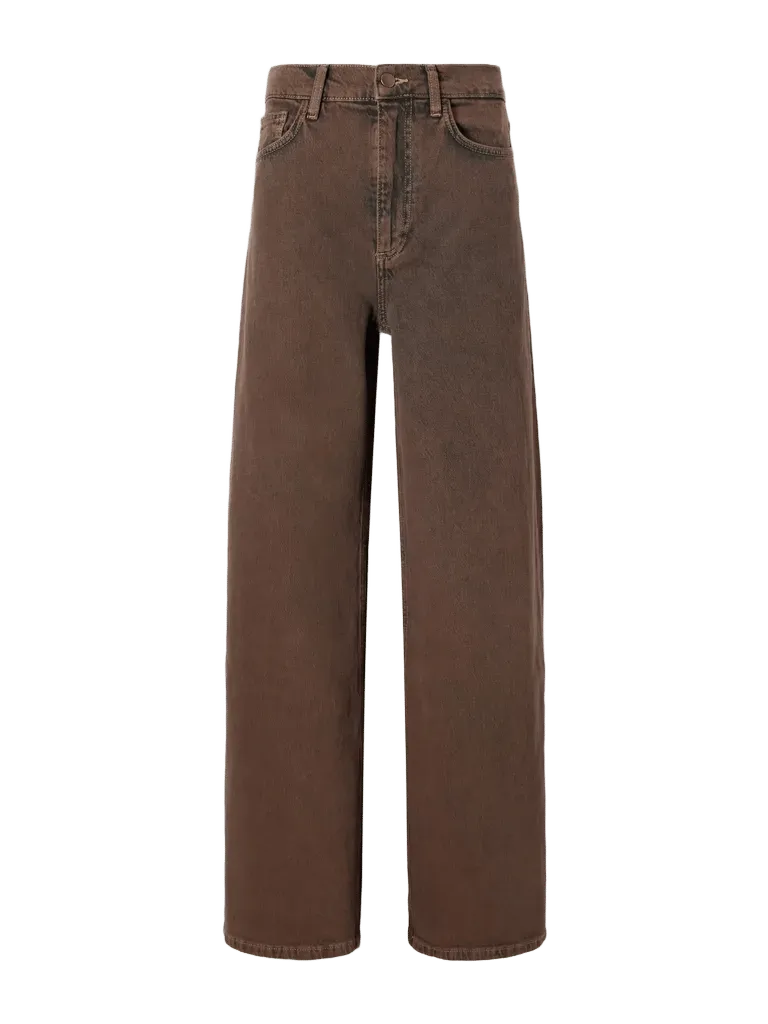 Faded mid-rise wide-leg jeans