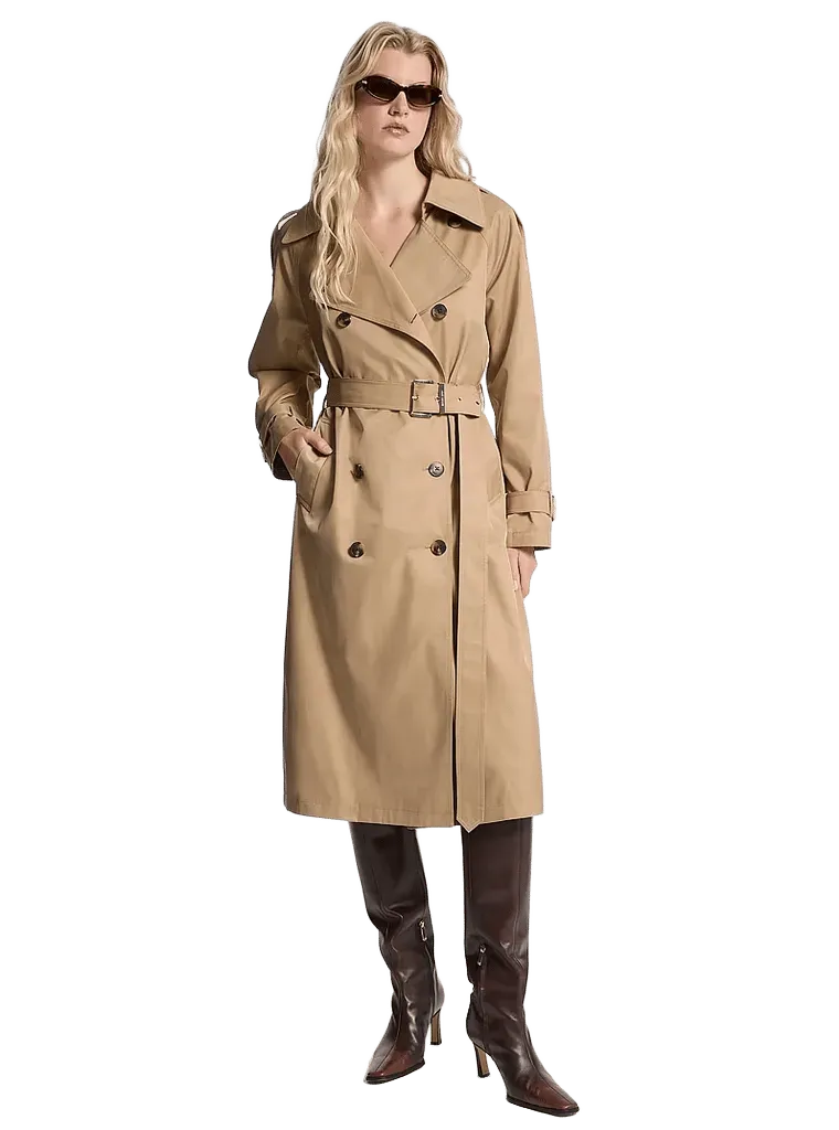 Cotton Blend Belted Trench Coat