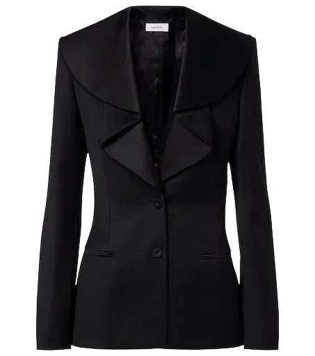 Satin-trimmed wool blazer