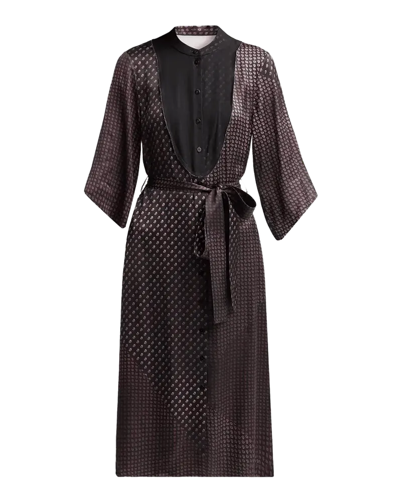 Belted Jacquard Silk Midi Dress