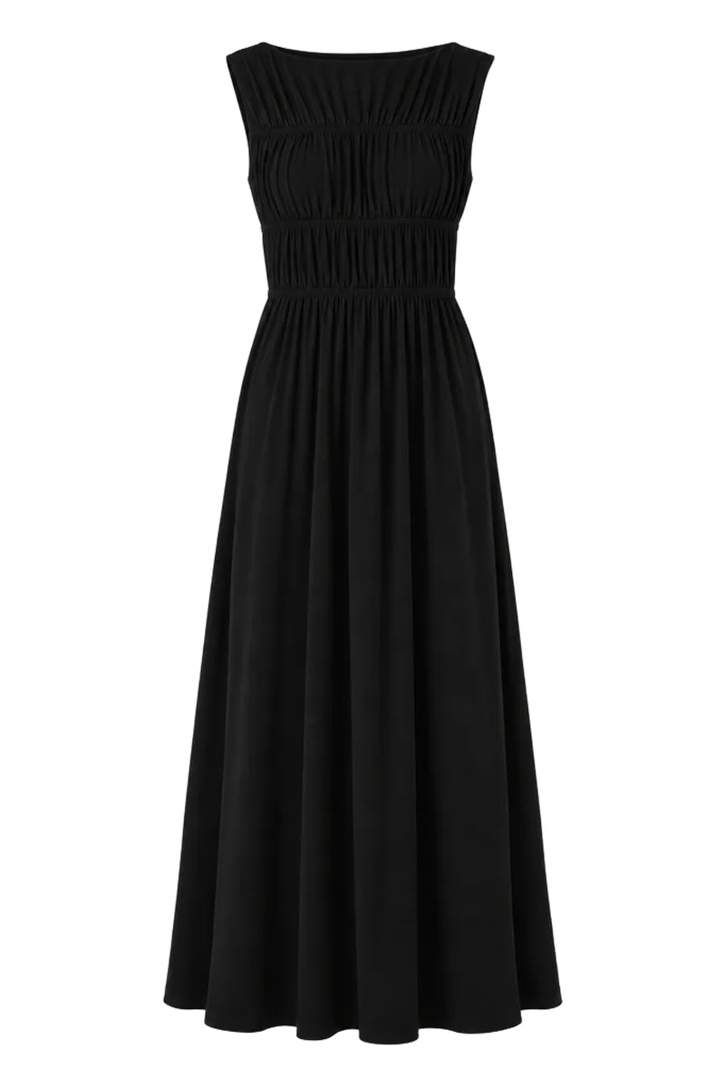 Black Smocked Aurelia Dress