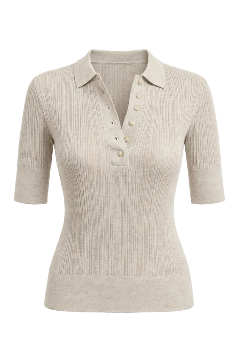 Mid Sleeve Polo Top