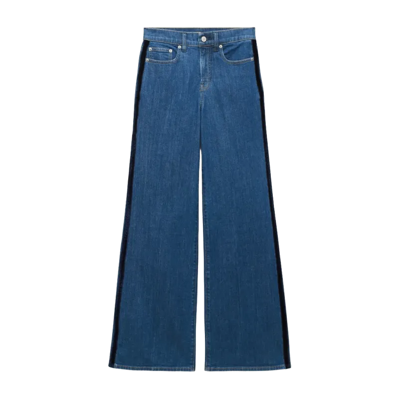 Denim trouser jean with corduroy stripe