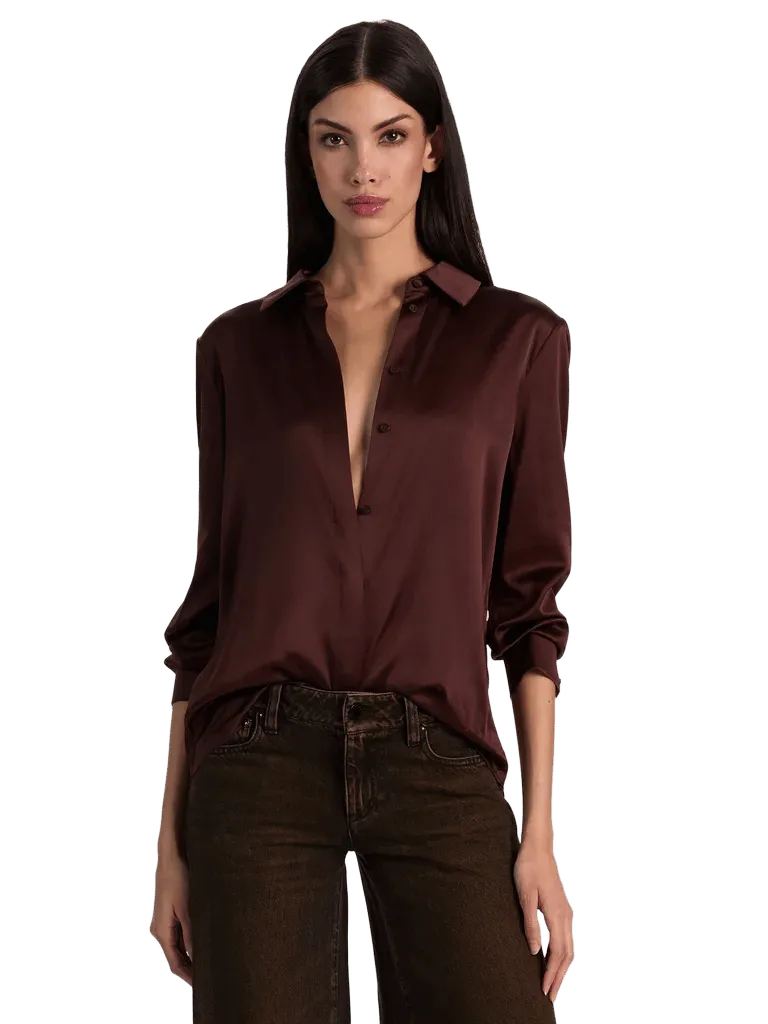 WILLA SILK BLOUSE - DARK CHOCOLATE