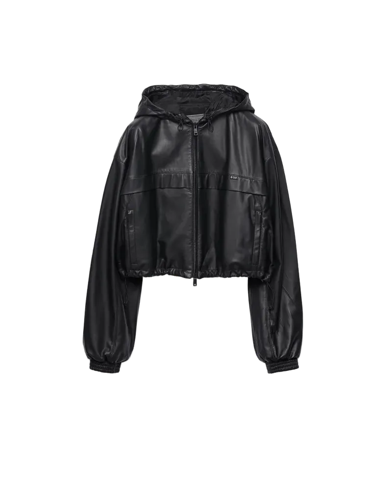 Hooded nappa leather jacket