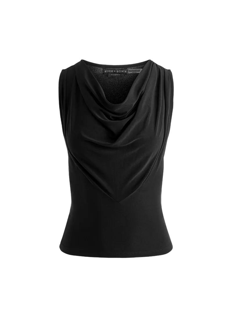 JACQUELINE COWL NECK TANK - BLACK