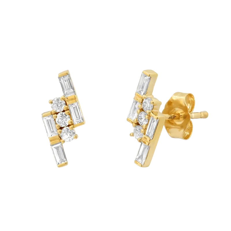 Diamond Triple Row Studs