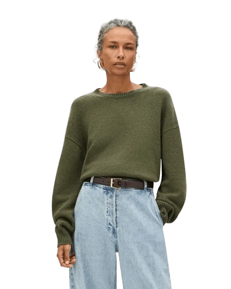 Cashmere Knit Sweatshirt | Moss