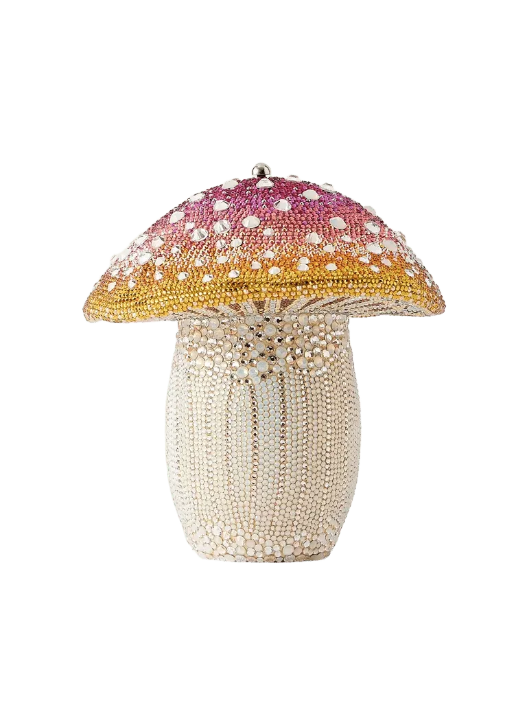 Toadstool crystal-embellished silver-tone clutch - pink - One Size