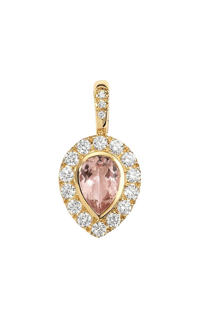 14K Yellow Gold, Pink Tourmaline And Diamond Pear Pendant