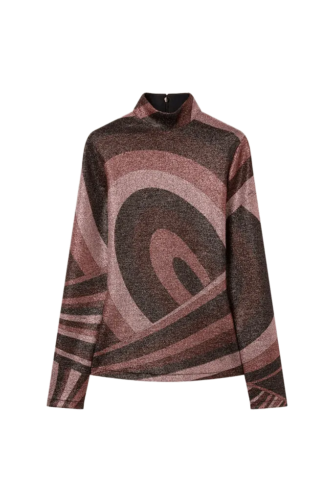 Iride Print High-Neck Lurex Top