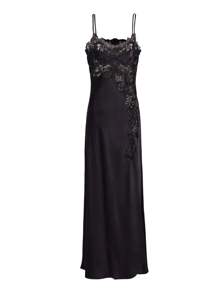 Women's Giadeite Silk and Lace Long Dress