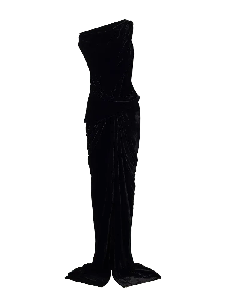 Strutter draped velvet gown
