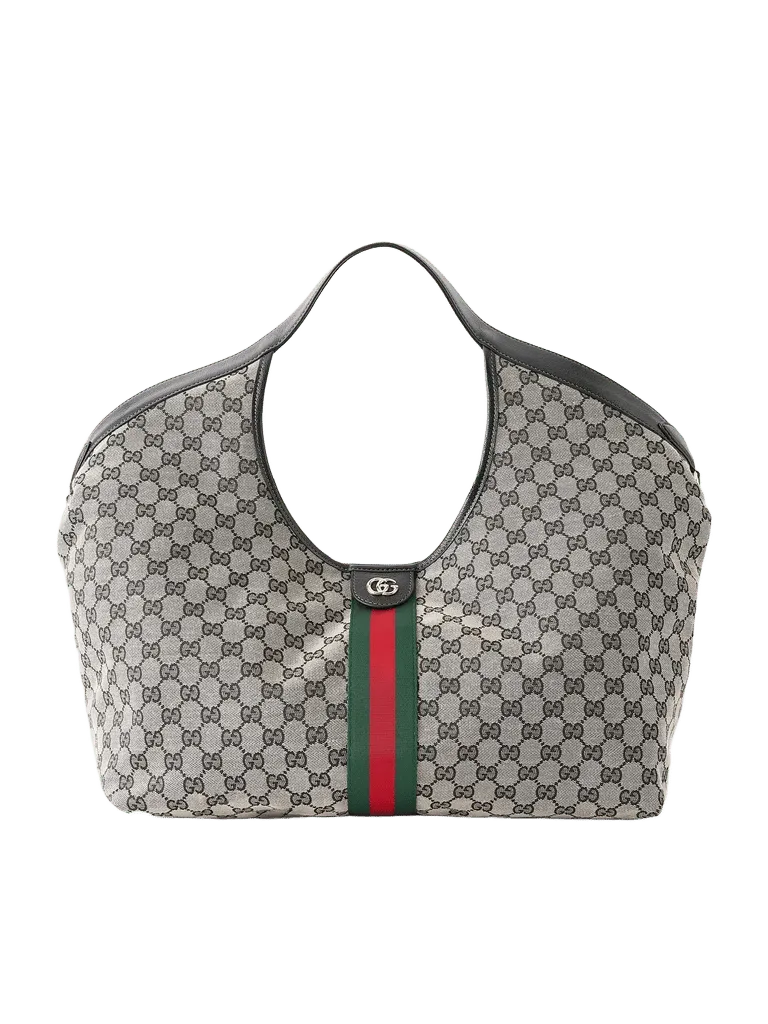 Gucci Giglio leather-trimmed canvas-jacquard tote