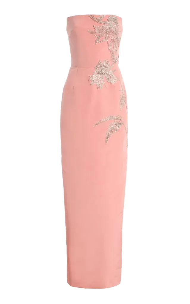 Embroidered Floral Silk Gown