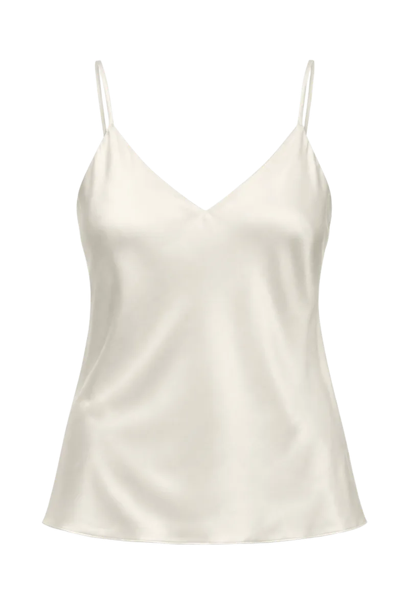 V-Neck Cami in Washable Silk Charmeuse