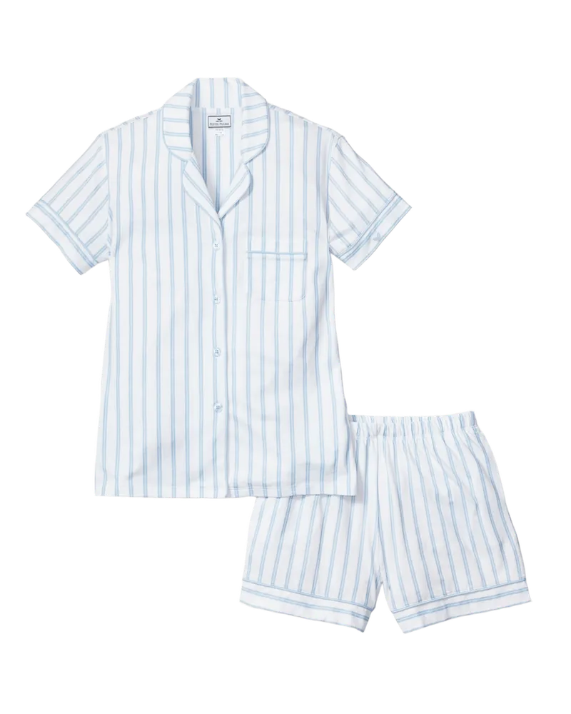 Women's Pima Pajama Short Set in Periwinkle Stripe