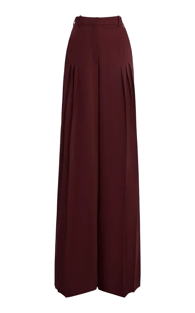 Pleated Wide-Leg Cady Pants