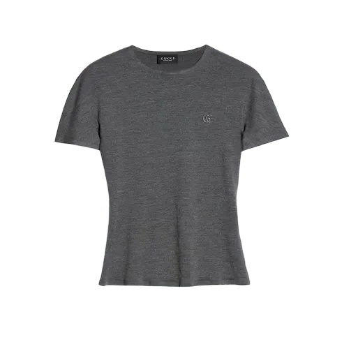 Silk jersey T-shirt with embroidery
