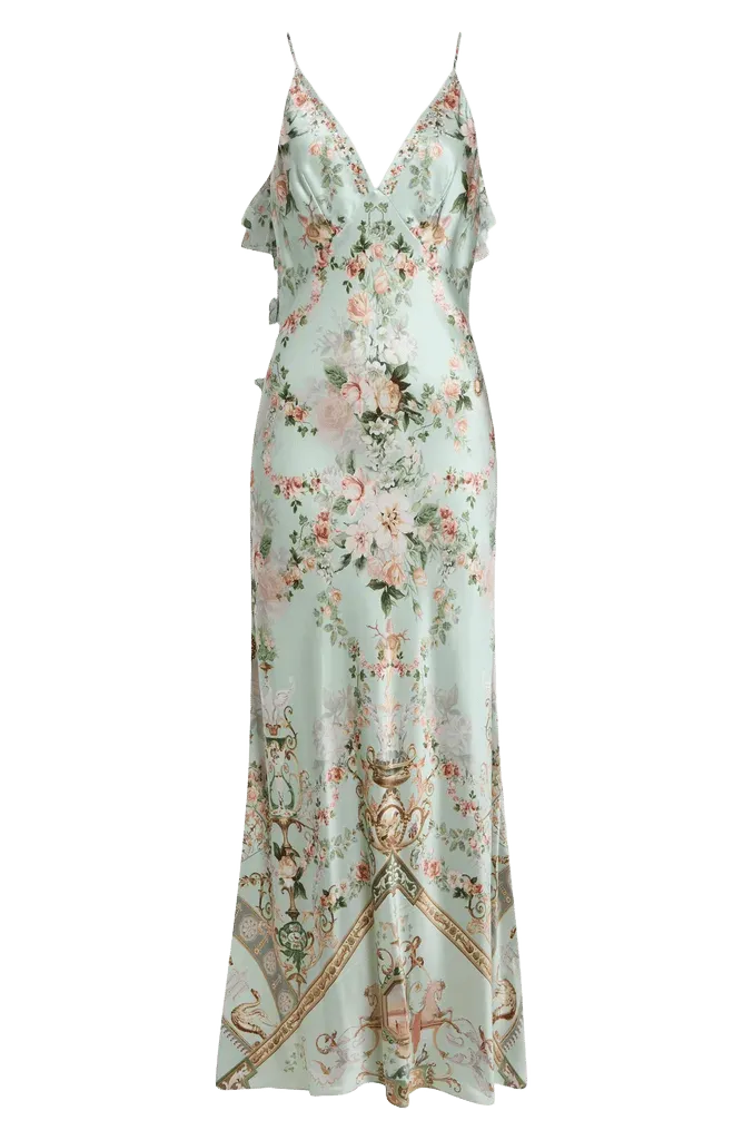Wildflower Wunderland V Neck Silk Slip Dress