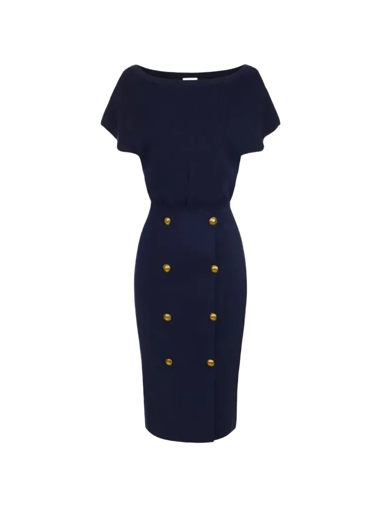 Elisabetta Franchi knit dress with jewel buttons