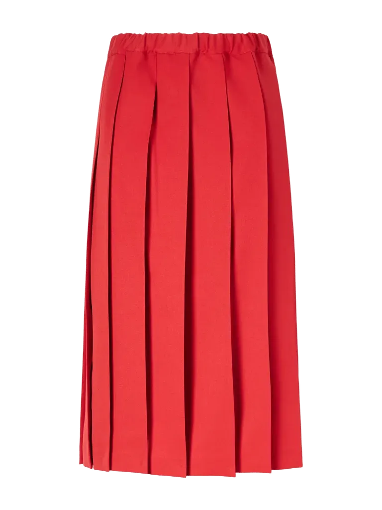 Pleated gabardine midi skirt