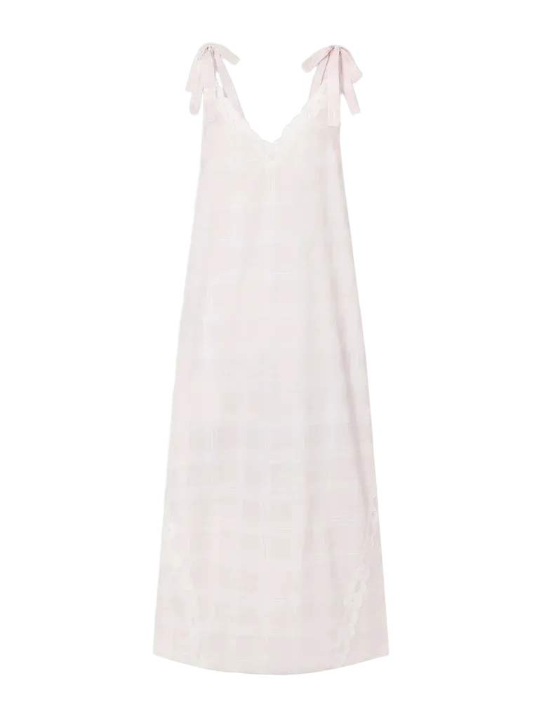 Marylin gingham lace-trimmed cotton maxi dress