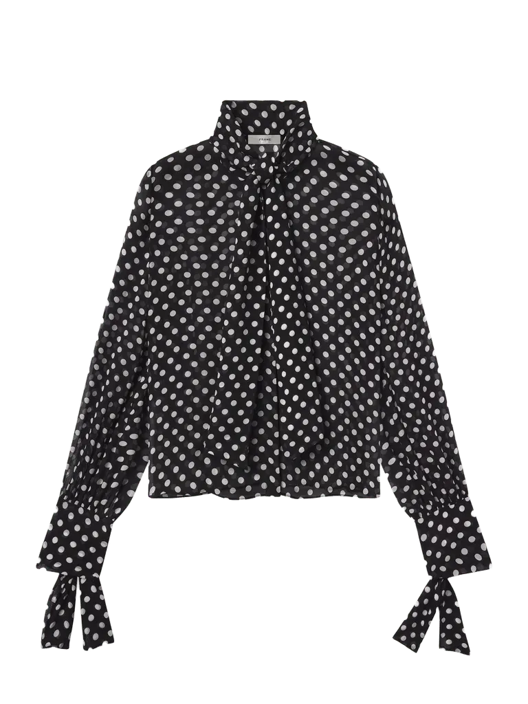 The Polka Dot Nouvelle Blouse -- Black Multi