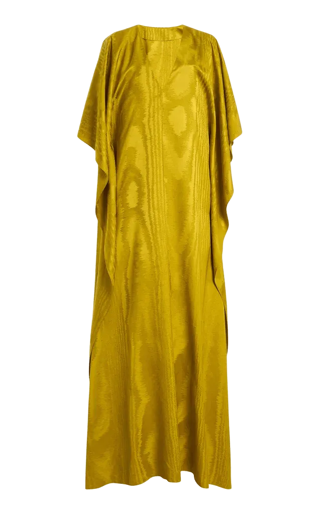 V-Neck Shantung Moiré Caftan Gown
