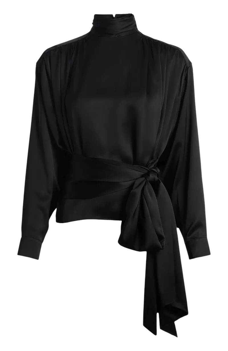 Balmain Silk satin blouse with tie detail