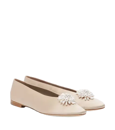 Ines embellished satin ballet flats
