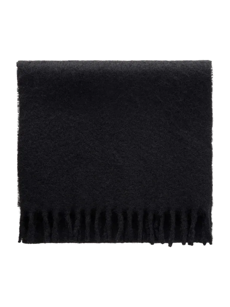 Fringed mohair and wool-blend scarf