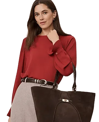 Mixed Media Pleat Cuff Top