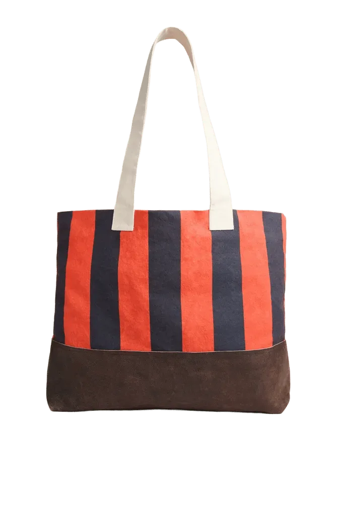 Hot Red Prep Stripe Tote