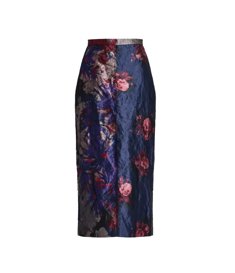 Textured Satin Pencil Skirt
