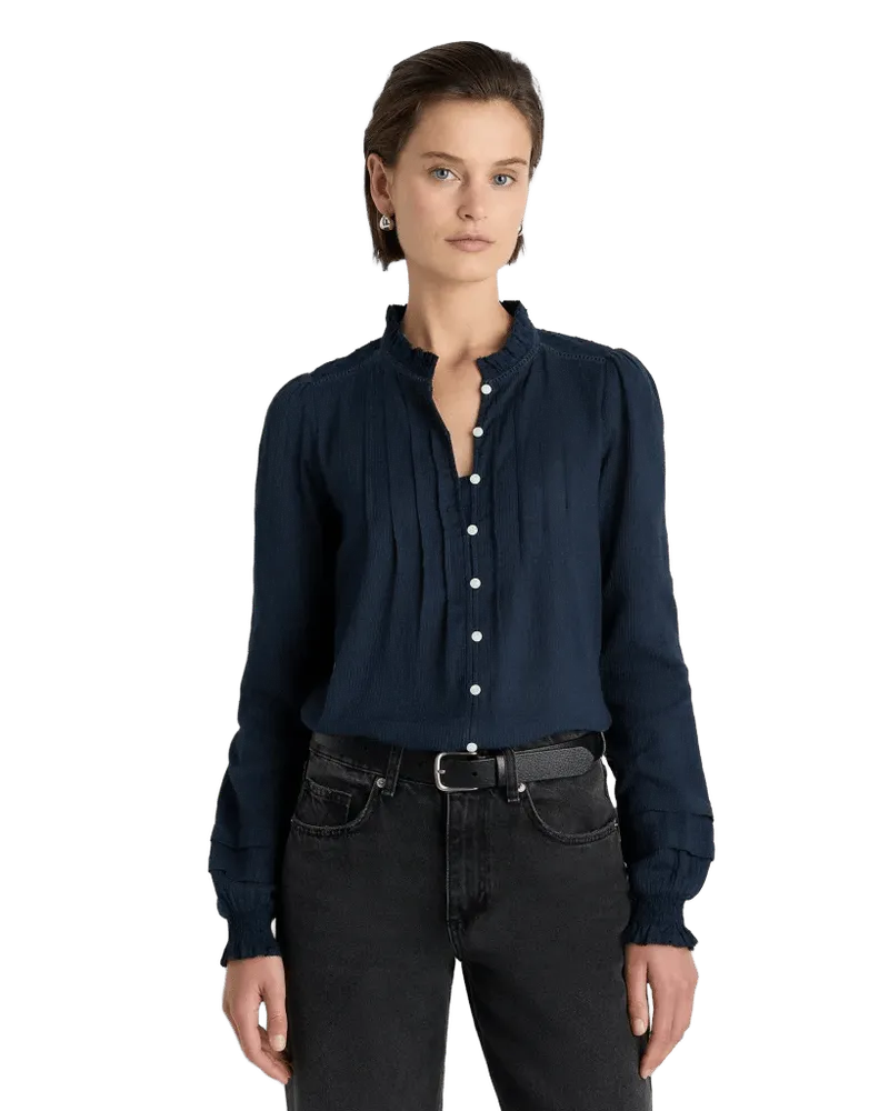 Organic Textured Cotton Peasant Blouse