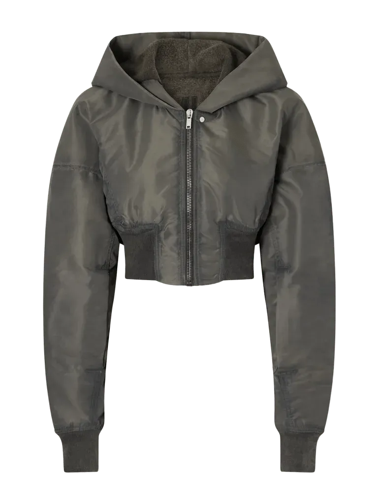 Hooded cropped padded shell jacket