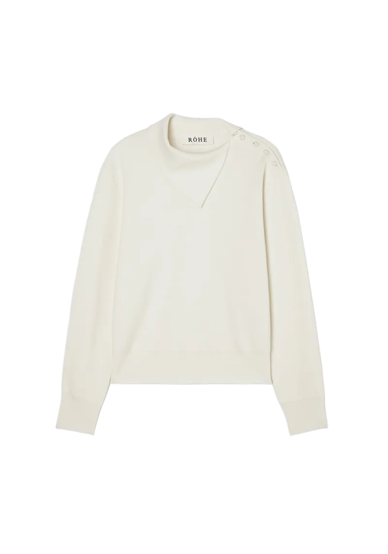 Uneven collar polo | off white