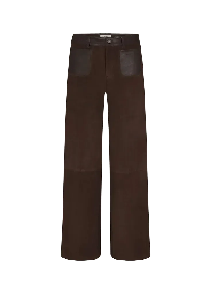 Suede Slim Wide-Leg Pants