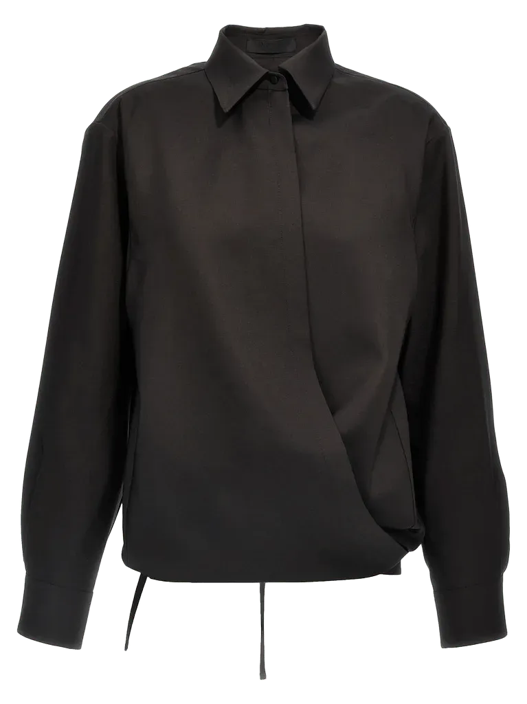 Valentino Garavani Techno Light Wool Shirt — Black