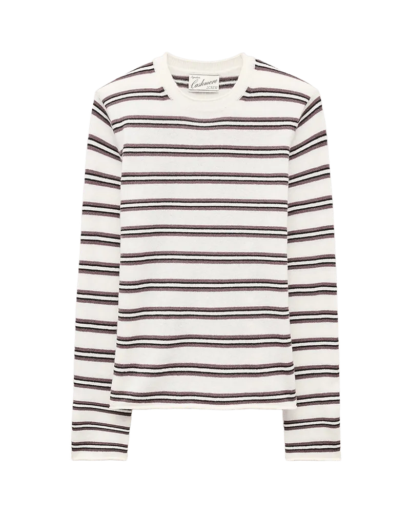 Rolled cashmere long-sleeve sweater in stripe