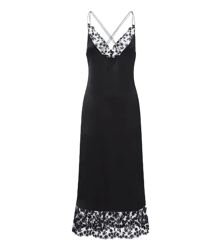 Lace-trimmed silk slip dress