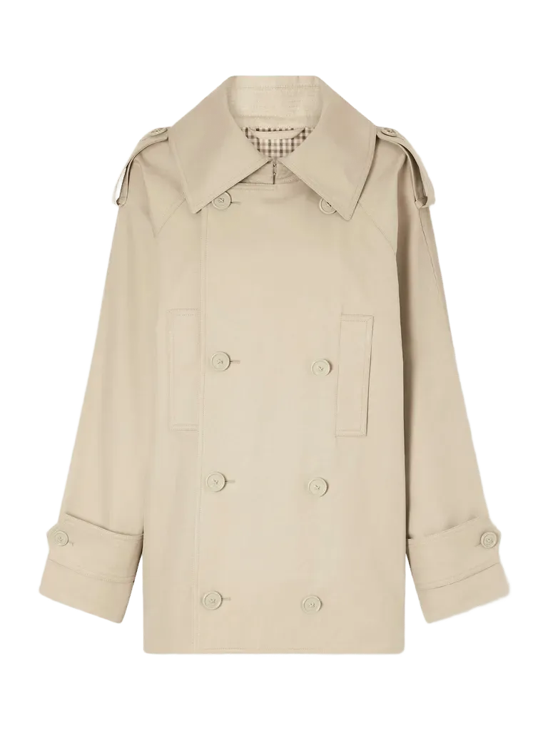 Double-breasted cotton-gabardine trench coat