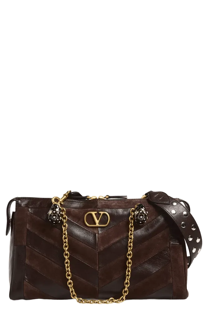 Medium Panthea Leather & Suede Shoulder Bag
