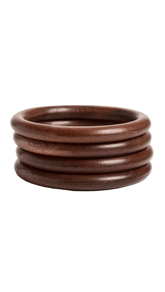 4 Round Wood Bangle Bracelets