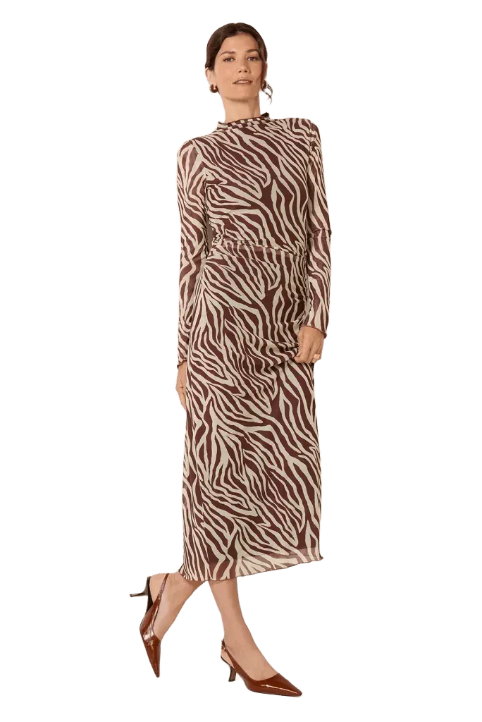 Sevilla Zebra Mesh Midi Dress