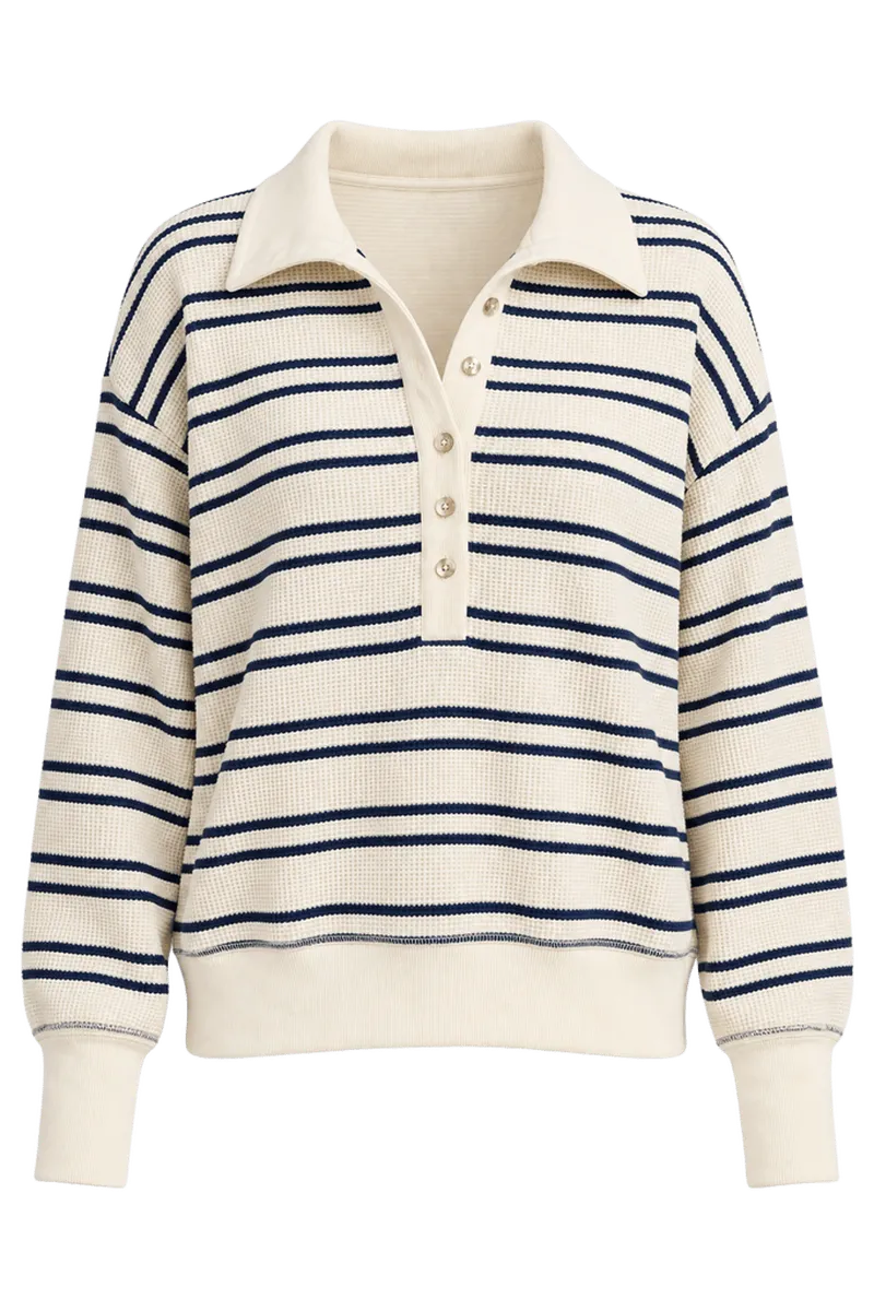 Waffle Knit Pullover in Sailor