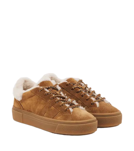 Crosswind shearling-trimmed suede sneakers