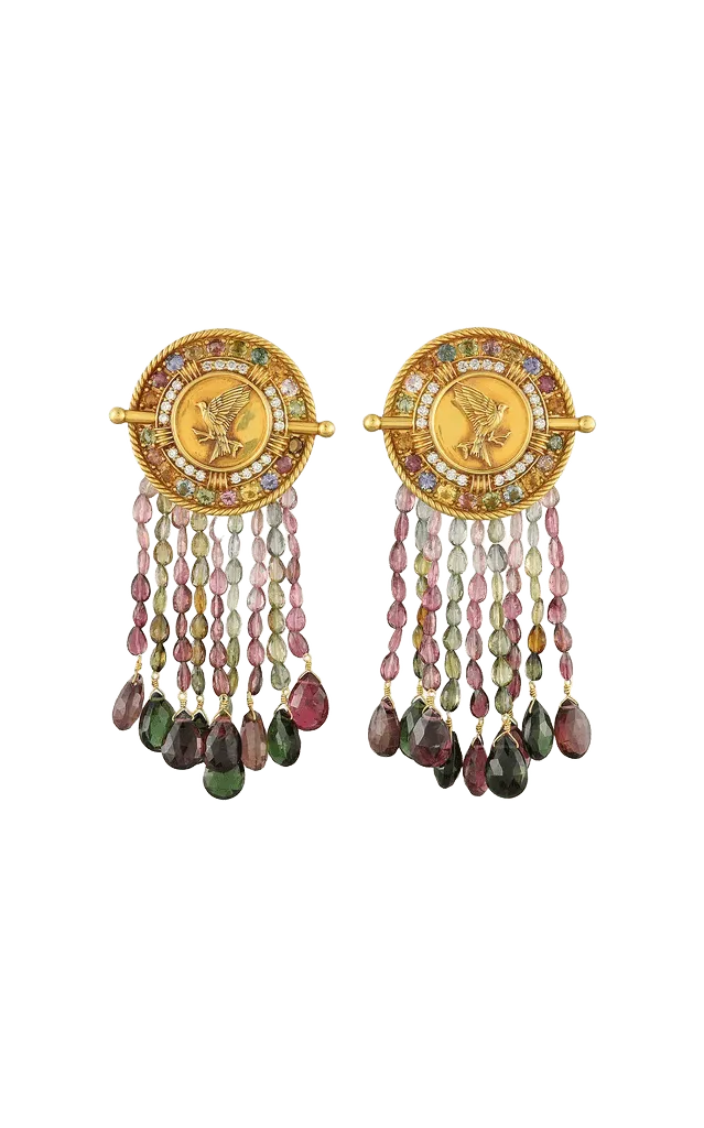 18k Yellow Gold Watermelon Waterfall Earrings